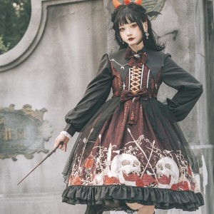 Halloween Skeleton Lolita Style Dress OP by Ocelot (OT15)